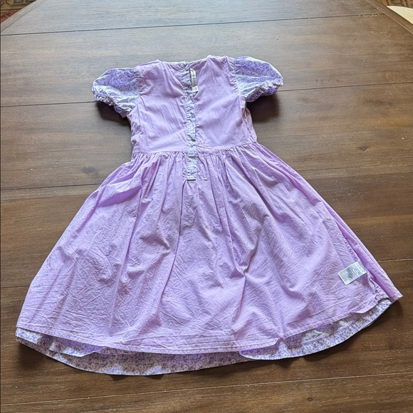 Sz 10 Janie and Jack lavender lined cotton floral smocked puff sleeve dress - Picture 10 of 11